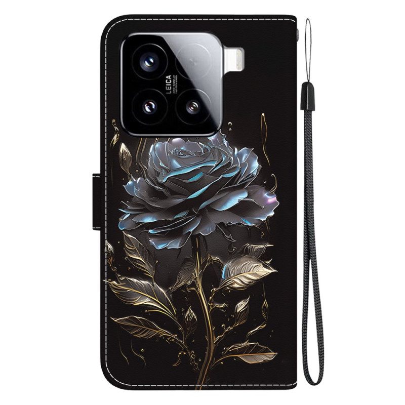 Läderfodral Xiaomi 15 Telefonfodral Svart Ros