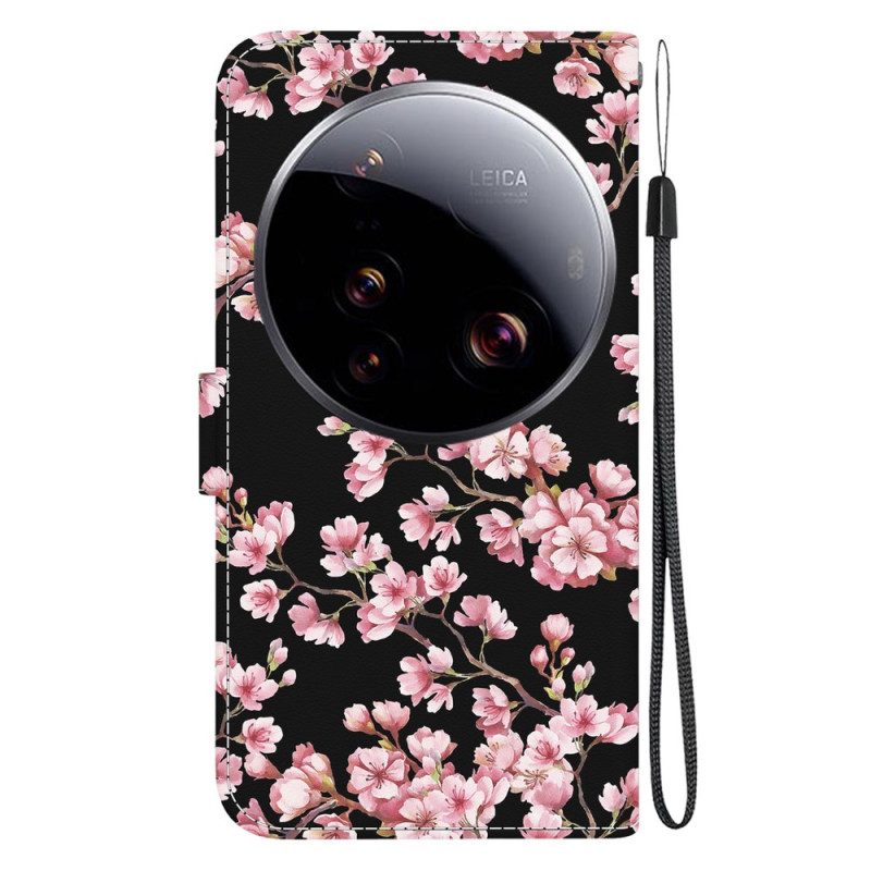 Läderfodral Xiaomi 15 Ultra Telefonfodral Plommonblommor