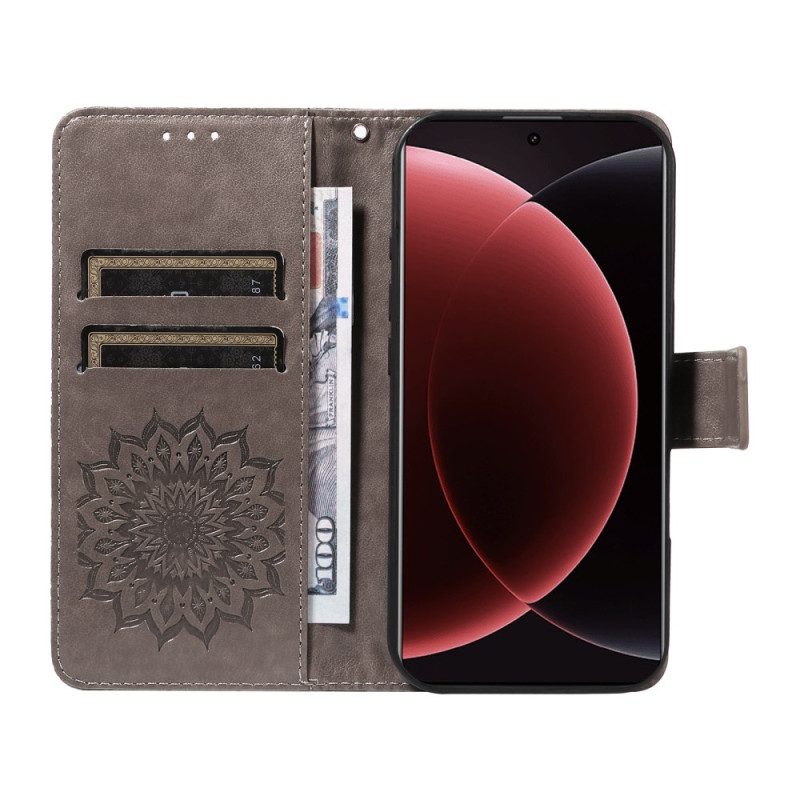 Läderfodral Xiaomi 15 Ultra Telefonfodral Solrosmönster