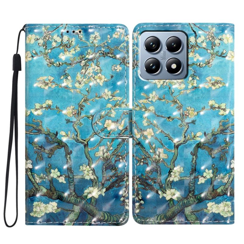 Läderfodral Xiaomi 15t Pro Telefonfodral Aprikosträdblommor