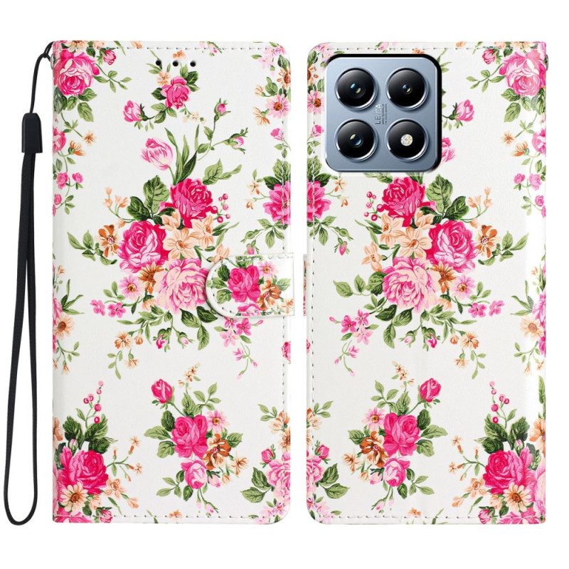 Läderfodral Xiaomi 15t Pro Telefonfodral Frihetsblommor