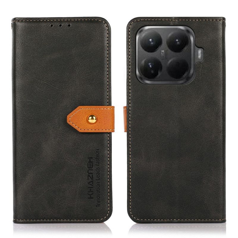 Läderfodral Xiaomi 15t Pro Telefonfodral Khazneh Guldknapp