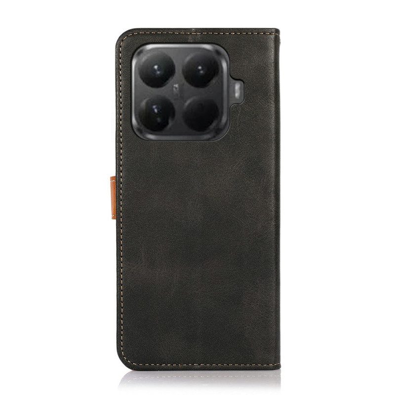 Läderfodral Xiaomi 15t Pro Telefonfodral Khazneh Guldknapp