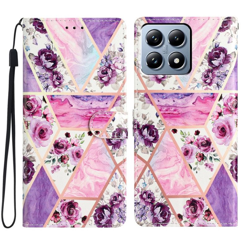 Läderfodral Xiaomi 15t Pro Telefonfodral Lila Blommor