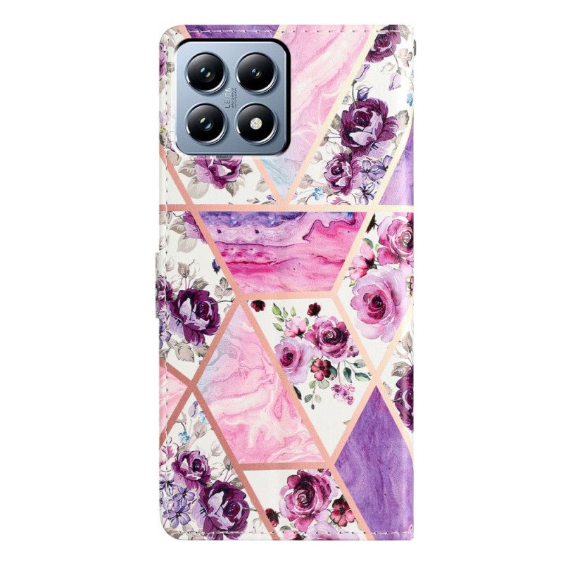 Läderfodral Xiaomi 15t Pro Telefonfodral Lila Blommor