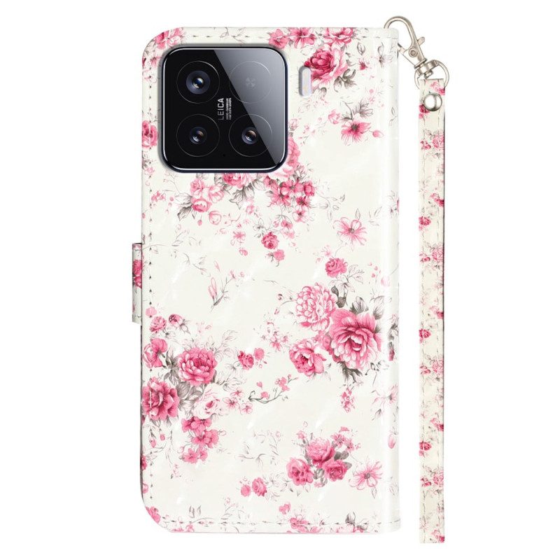Läderfodral Xiaomi 15t Pro Telefonfodral Rosor Med Nyckelband