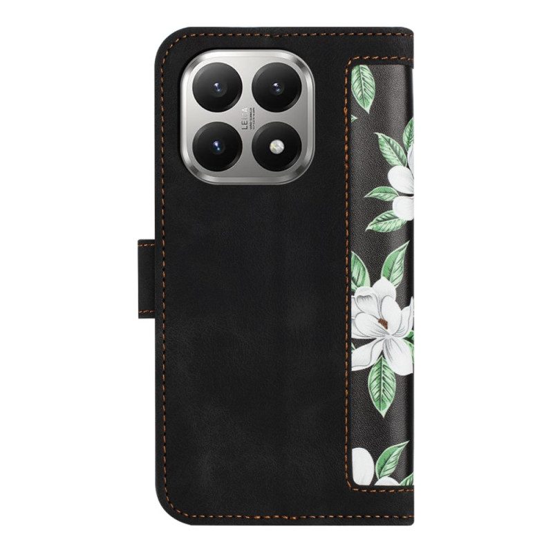 Läderfodral Xiaomi 15t Telefonfodral Blommönster Med Rem