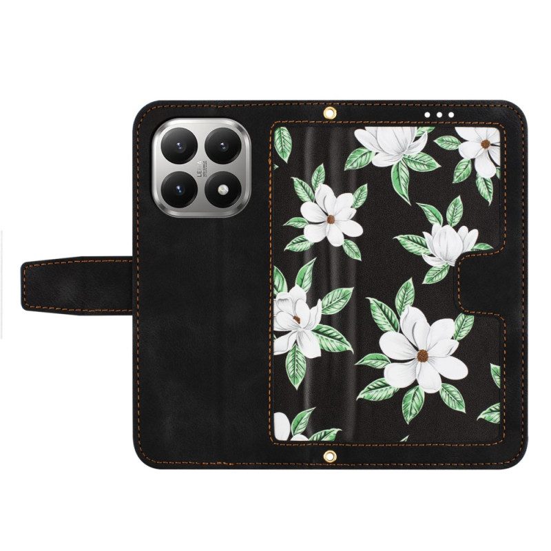 Läderfodral Xiaomi 15t Telefonfodral Blommönster Med Rem