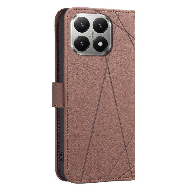 Läderfodral Xiaomi 15t Telefonfodral Geometriskt Mönster Binfen-färg