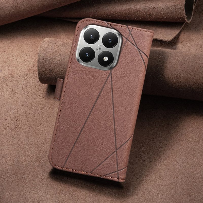 Läderfodral Xiaomi 15t Telefonfodral Geometriskt Mönster Binfen-färg