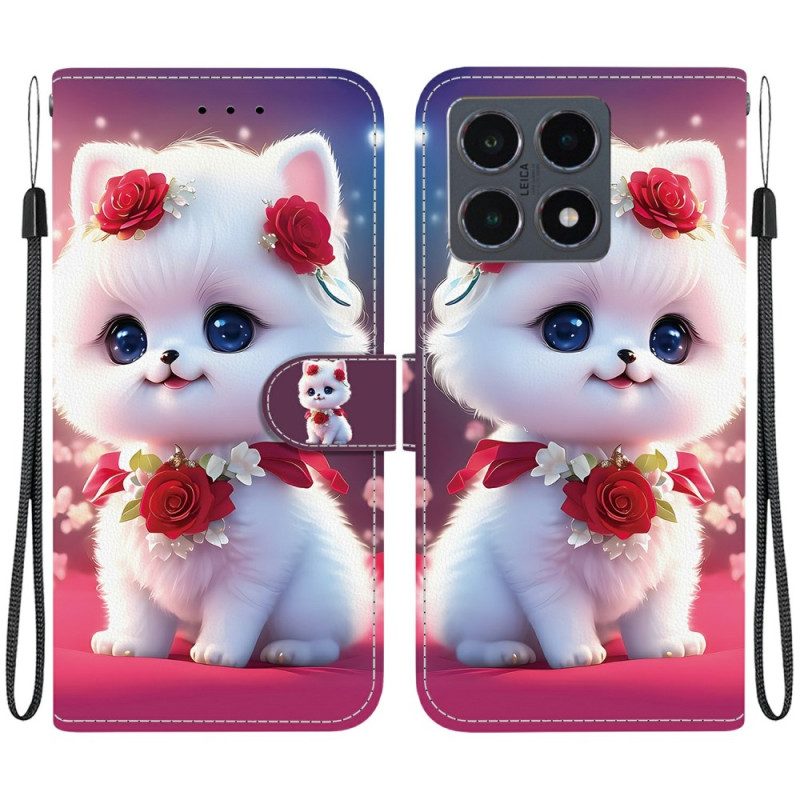 Läderfodral Xiaomi 15t Telefonfodral Katt Och Rosor