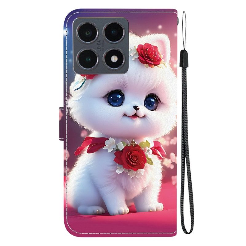 Läderfodral Xiaomi 15t Telefonfodral Katt Och Rosor