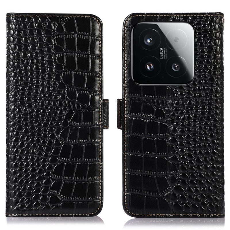 Läderfodral Xiaomi 15t Telefonfodral Krokodilstrukturerat Läder