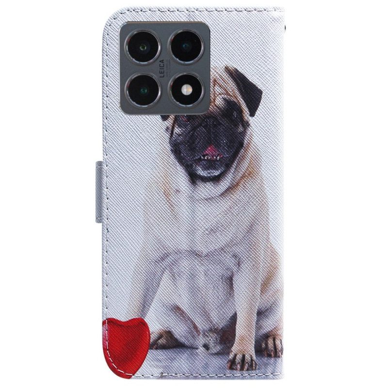 Läderfodral Xiaomi 15t Telefonfodral Mopshund