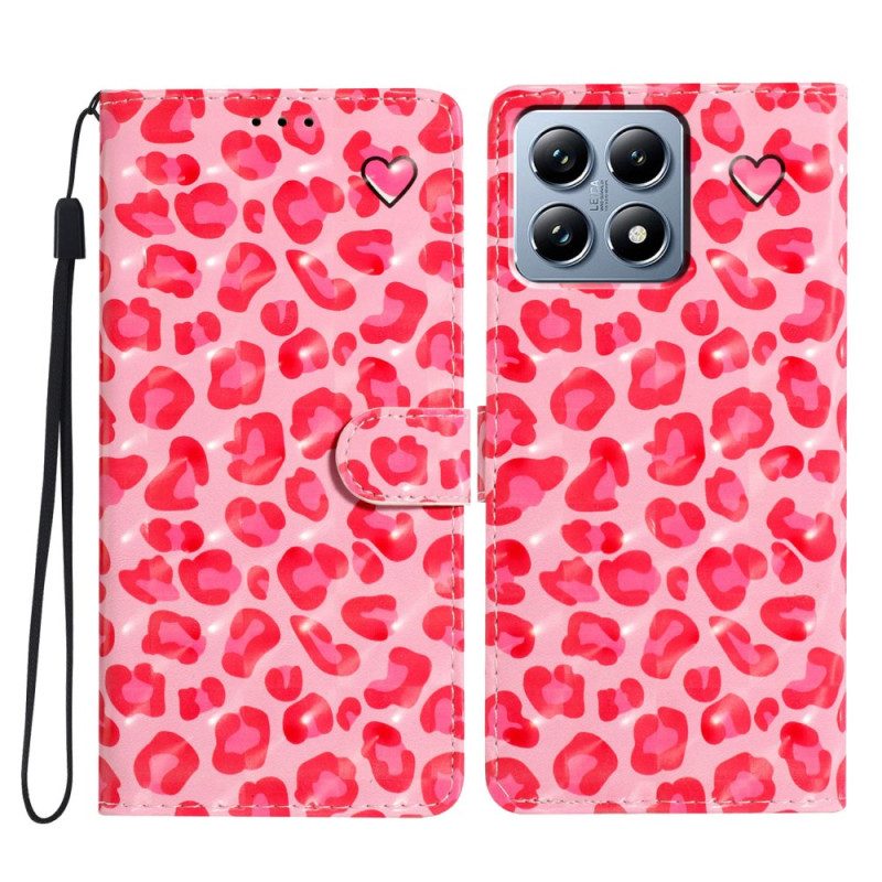 Läderfodral Xiaomi 15t Telefonfodral Rosa Leopardmönster