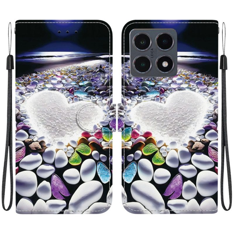 Läderfodral Xiaomi 15t Telefonfodral Vitt Hjärta
