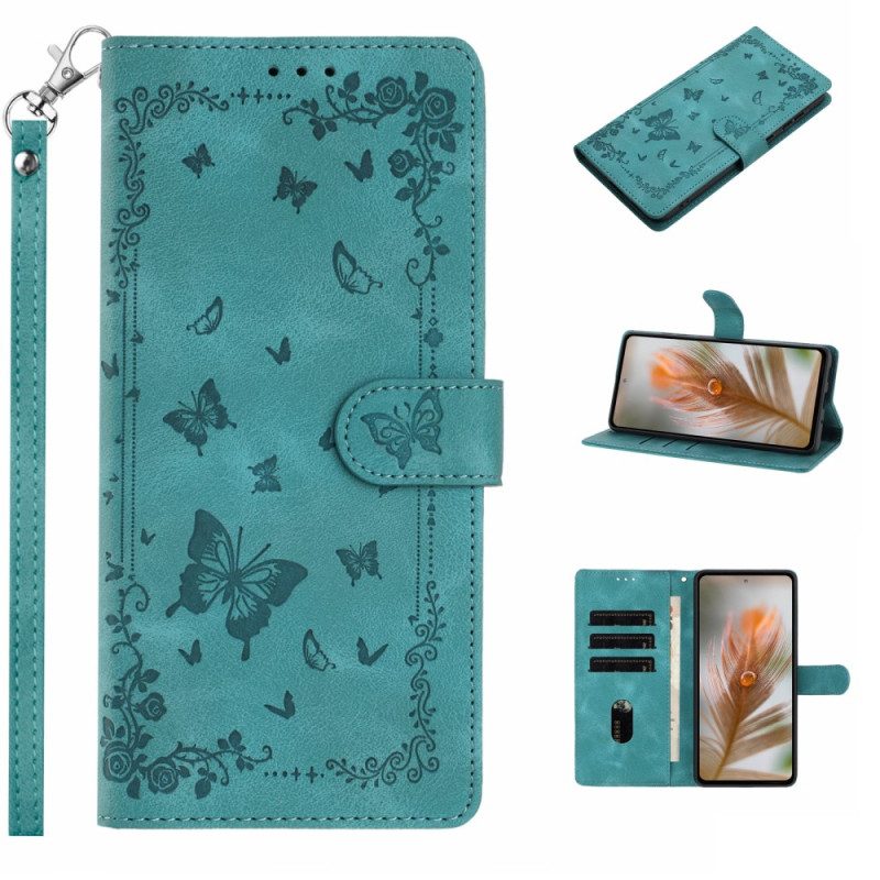 Läderfodral Xiaomi 17 Pro Max Telefonfodral Fjärilar Med Mockaeffekt