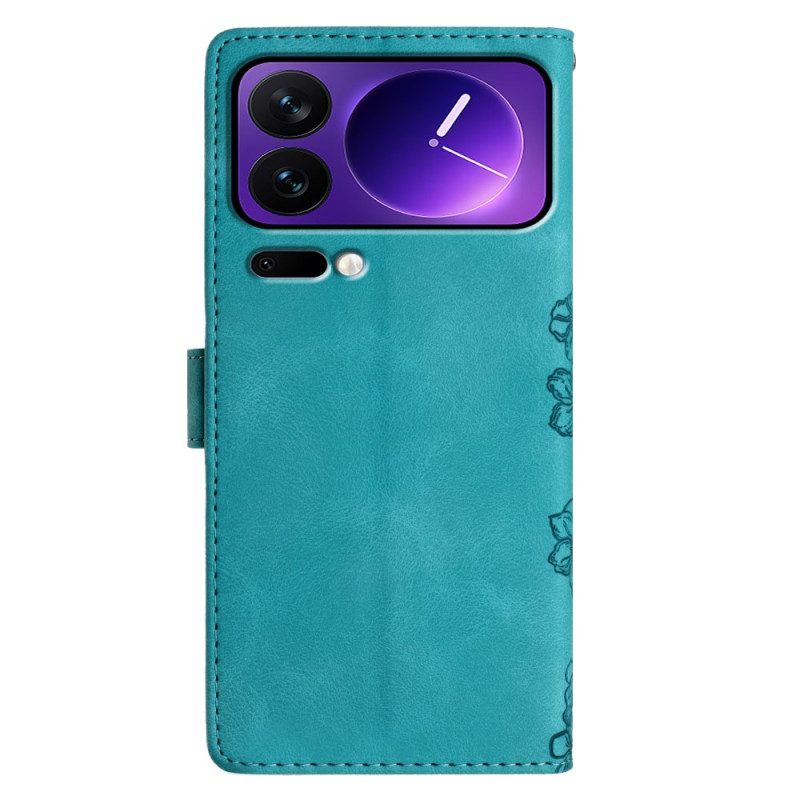 Läderfodral Xiaomi 17 Pro Max Telefonfodral Fjärils- Och Blommönster