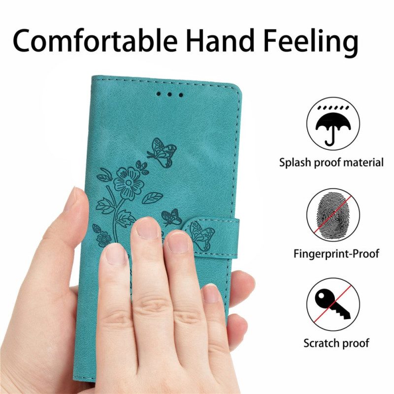 Läderfodral Xiaomi 17 Pro Telefonfodral Blommönster I Mockaeffekt