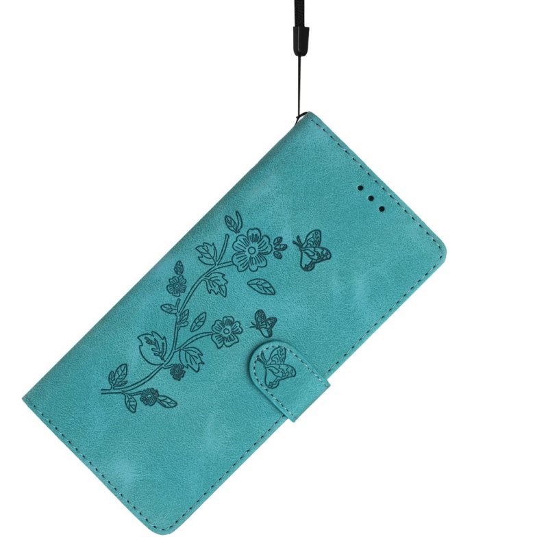 Läderfodral Xiaomi 17 Pro Telefonfodral Blommönster I Mockaeffekt