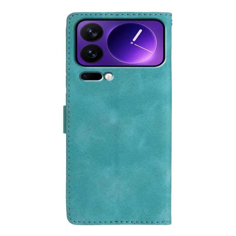 Läderfodral Xiaomi 17 Pro Telefonfodral Blommönster I Mockaeffekt