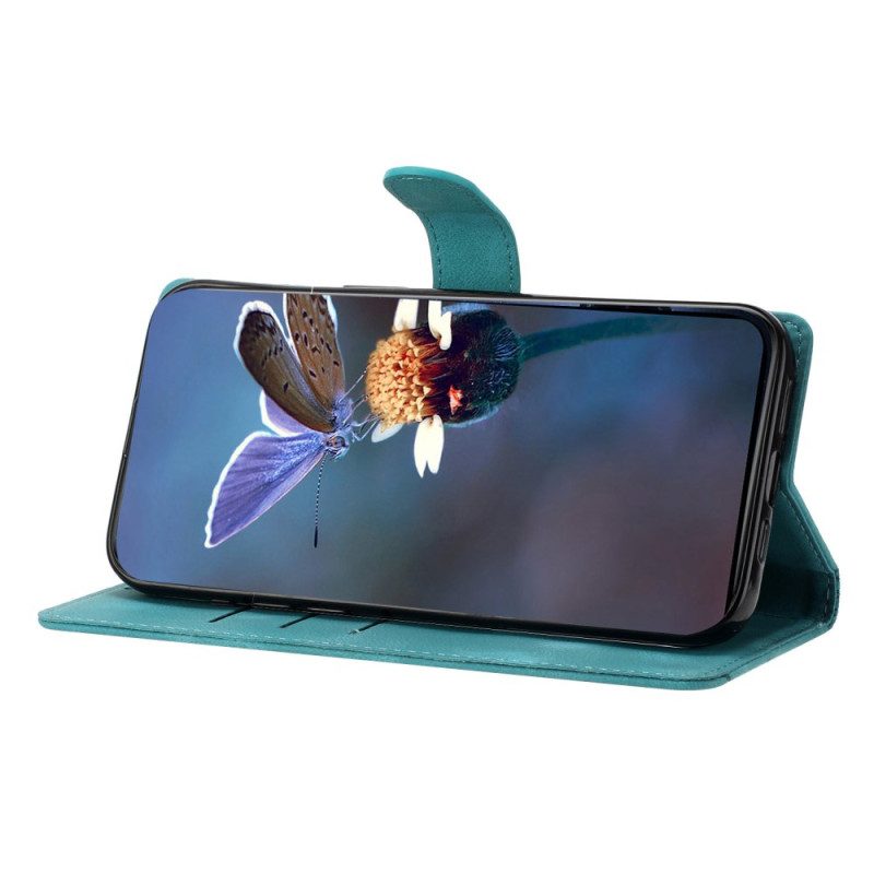 Läderfodral Xiaomi 17 Pro Telefonfodral Fjärilar Och Blommor I Mockaeffekt