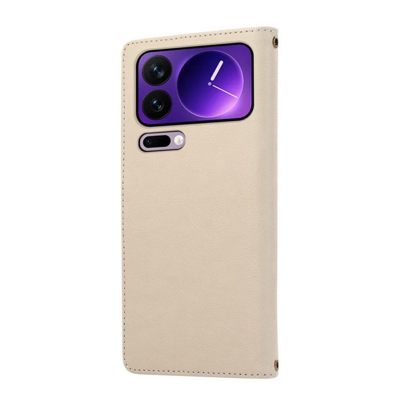 Läderfodral Xiaomi 17 Pro Telefonfodral Plånbok Med Rem