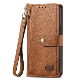 Läderfodral Xiaomi 17 Pro Telefonfodral Rfid-blockerande Hjärtdesign