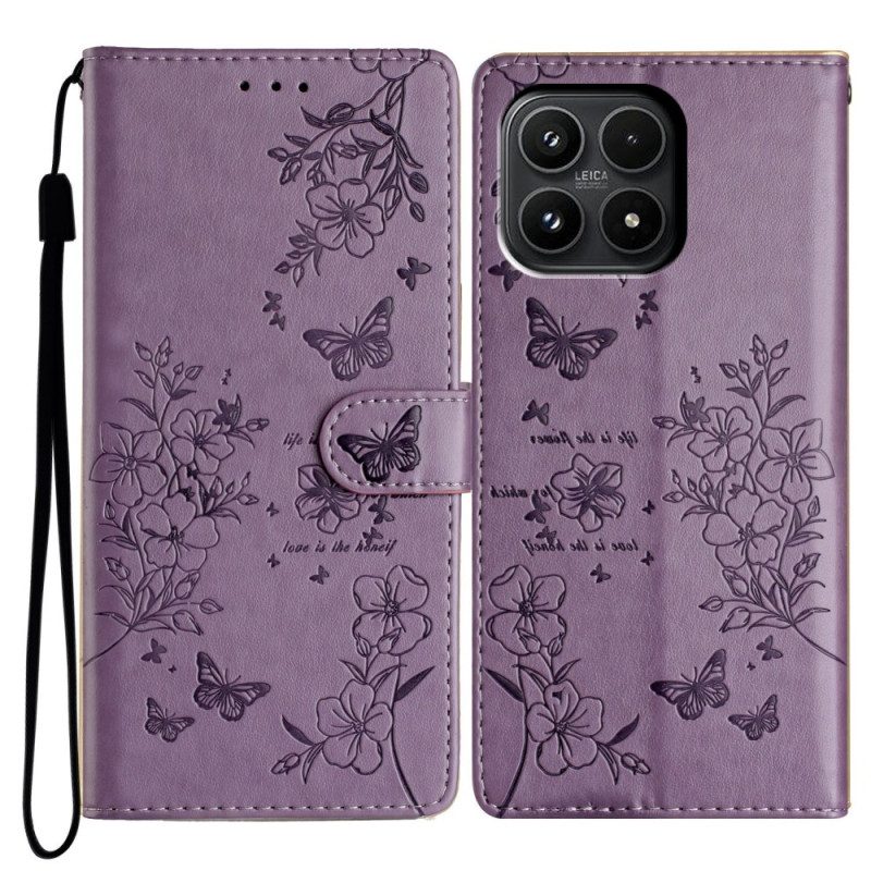 Läderfodral Xiaomi 17 Telefonfodral Blommönster