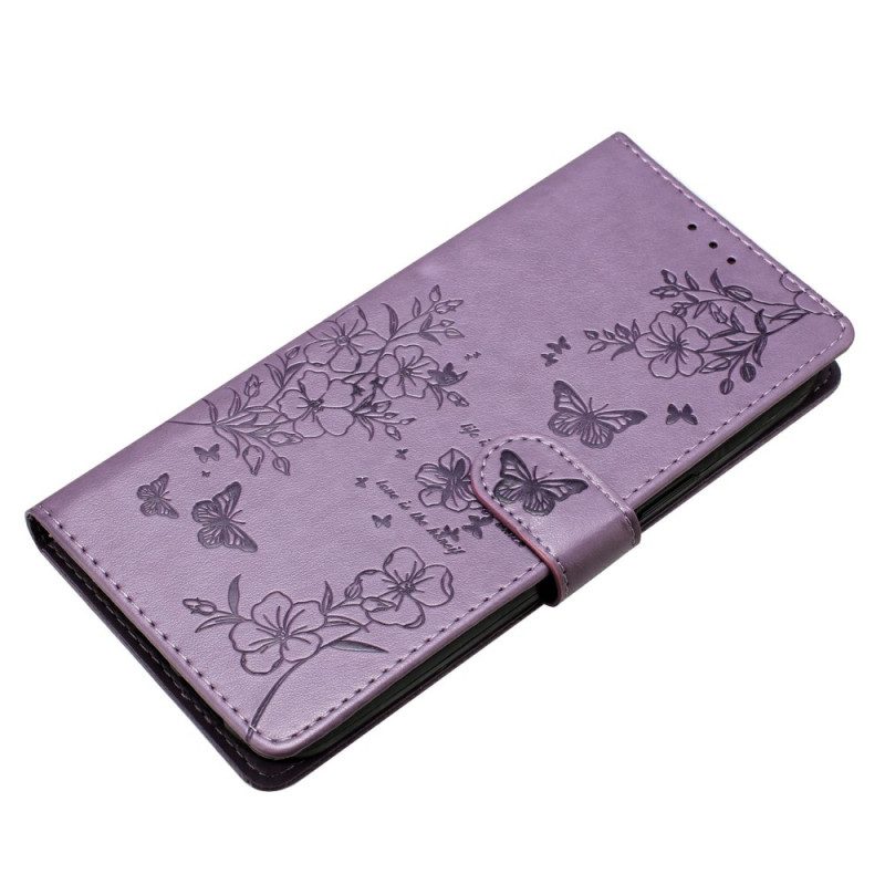 Läderfodral Xiaomi 17 Telefonfodral Blommönster