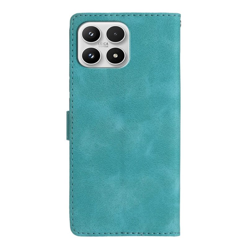Läderfodral Xiaomi 17 Telefonfodral Blommönster I Mockaeffekt
