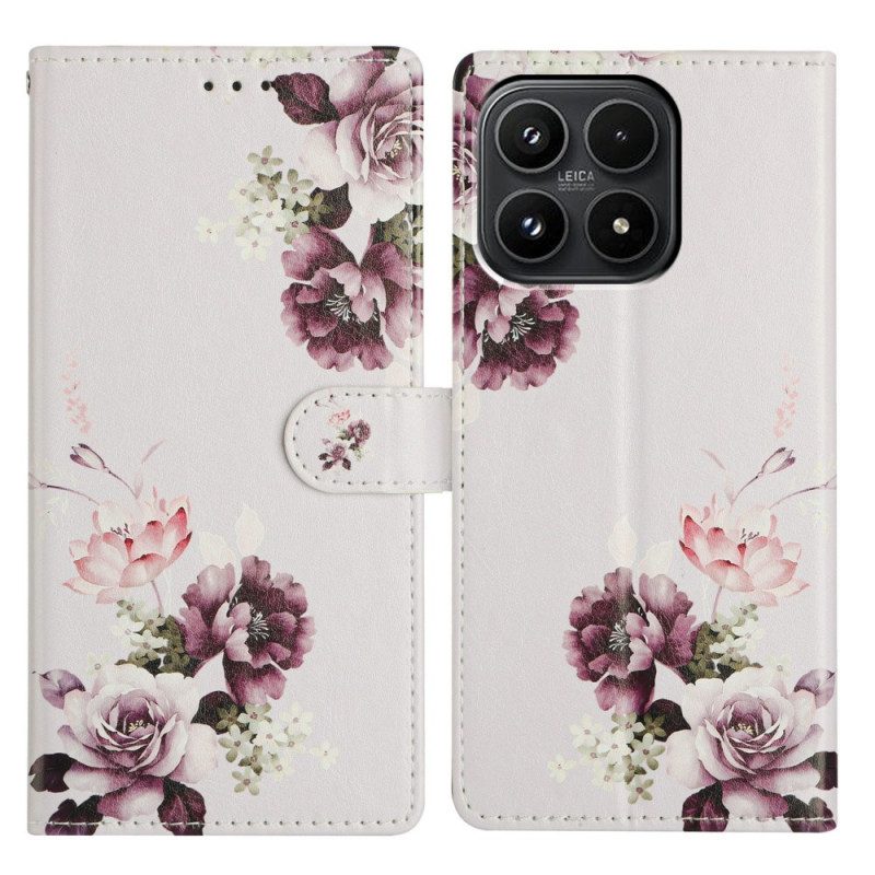 Läderfodral Xiaomi 17 Telefonfodral Blommor