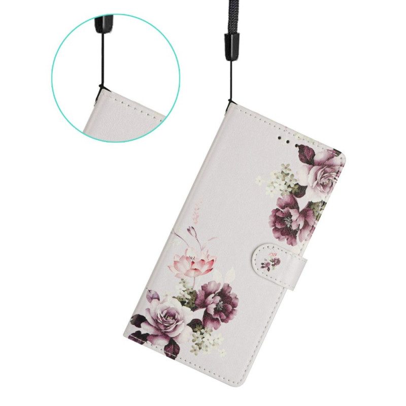 Läderfodral Xiaomi 17 Telefonfodral Blommor