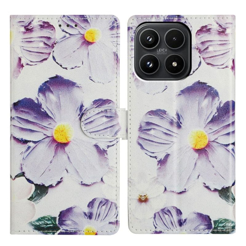 Läderfodral Xiaomi 17 Telefonfodral Lila Blommor