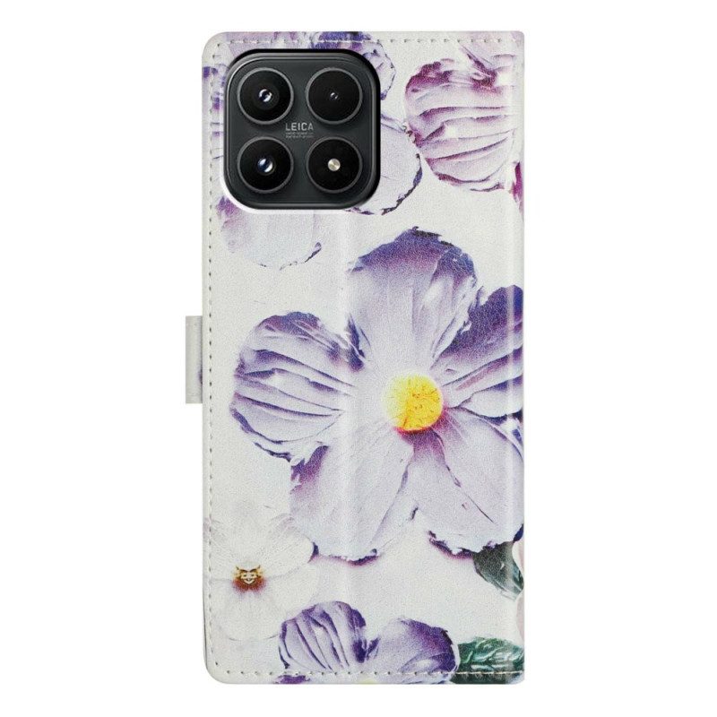 Läderfodral Xiaomi 17 Telefonfodral Lila Blommor