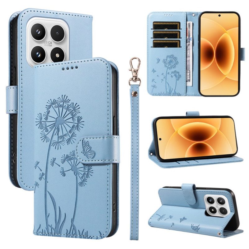 Läderfodral Xiaomi 17 Telefonfodral Maskrosdesignrem