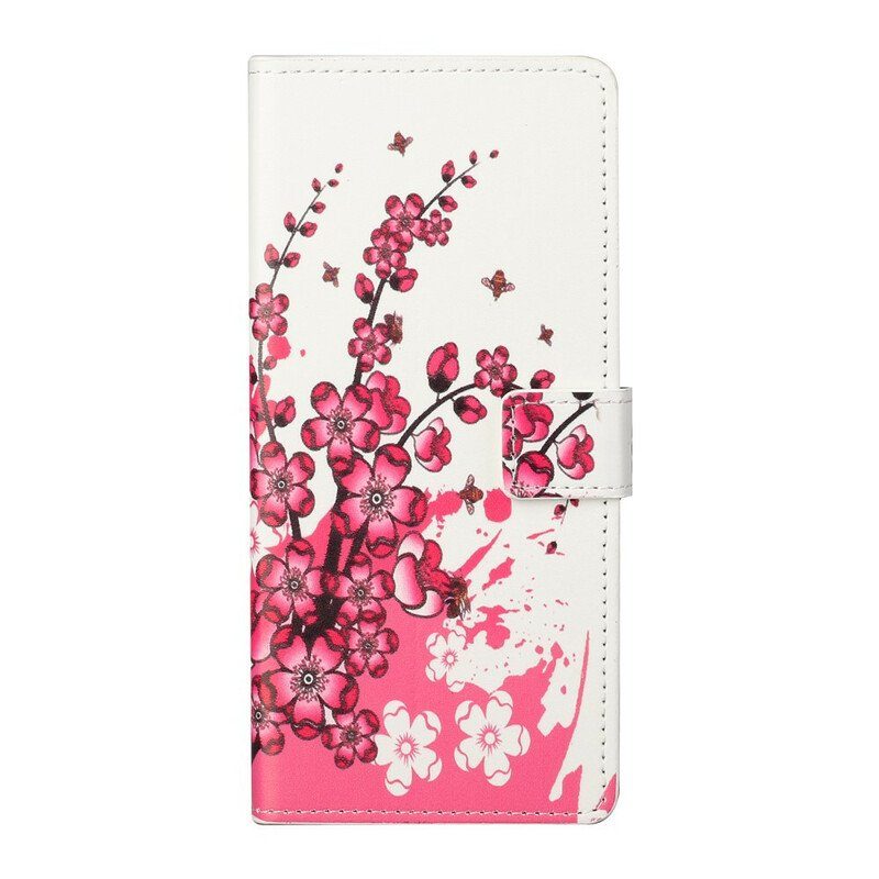 Läderfodral Xiaomi Redmi Note 10 5G Tropiska Blommor