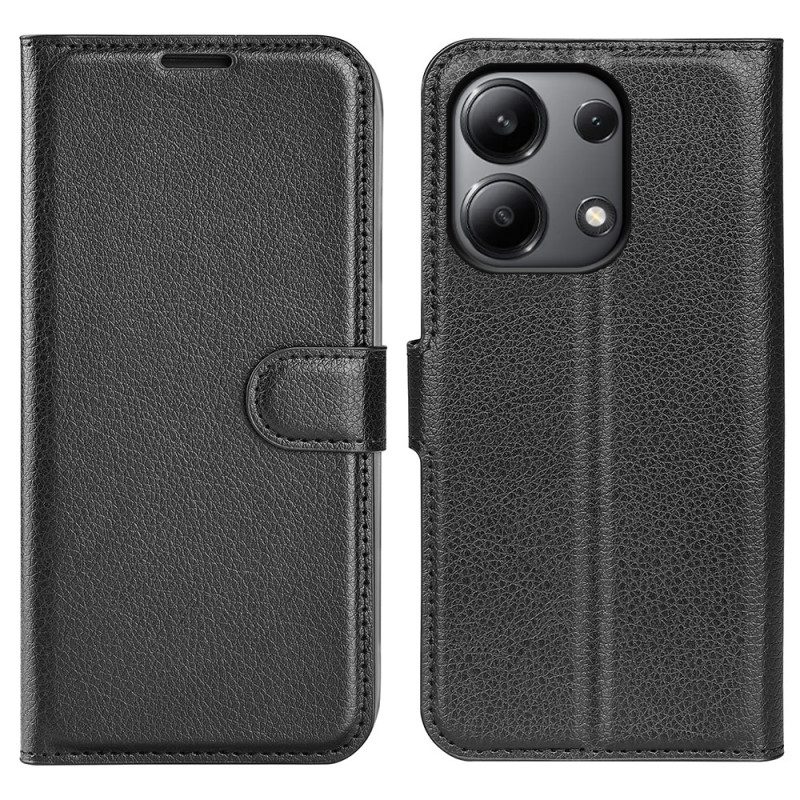 Läderfodral Xiaomi Redmi Note 13 4g Telefonfodral Klassiskt Litchi Konstläder
