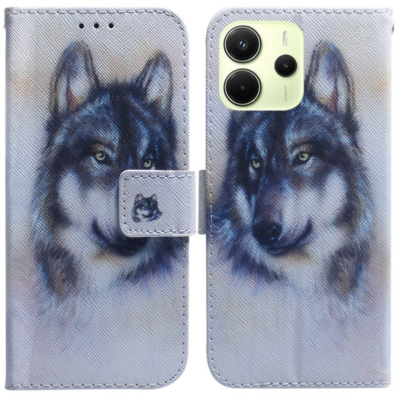 Läderfodral Xiaomi Redmi Note 14 4g Telefonfodral Akvarellvarg