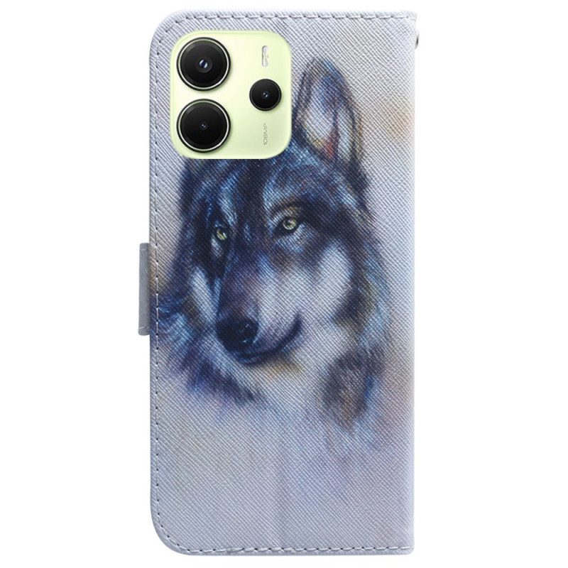 Läderfodral Xiaomi Redmi Note 14 4g Telefonfodral Akvarellvarg