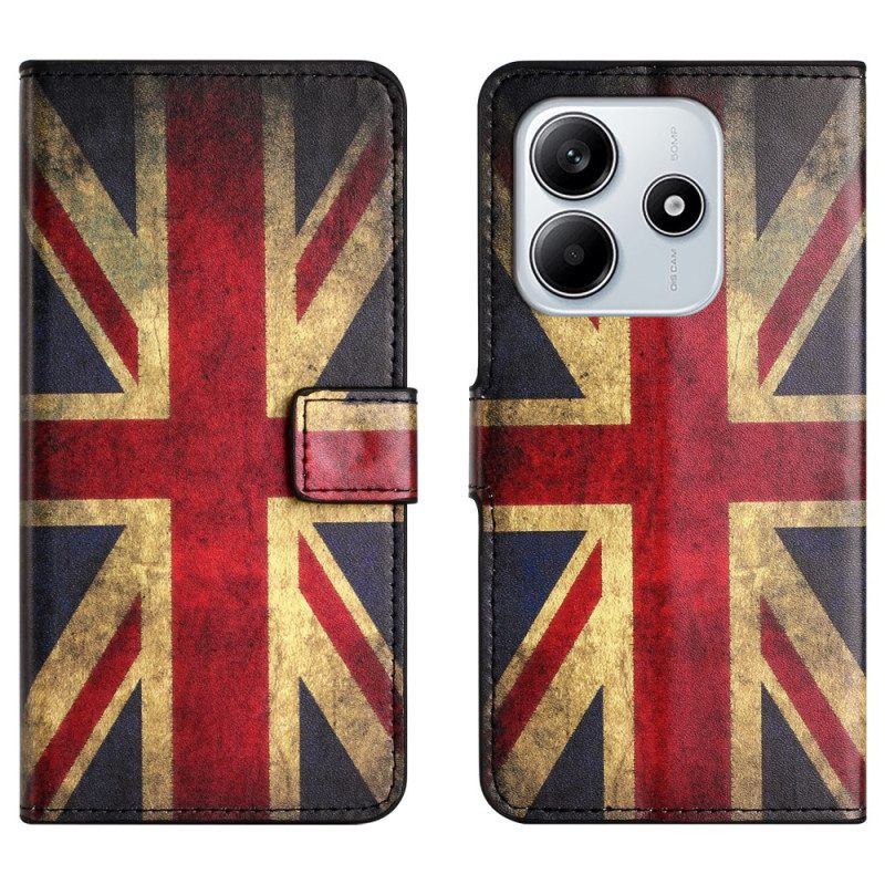 Läderfodral Xiaomi Redmi Note 14 4g Telefonfodral Brittisk Vintageflagga