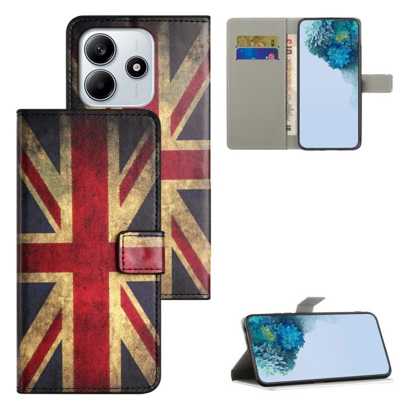 Läderfodral Xiaomi Redmi Note 14 4g Telefonfodral Brittisk Vintageflagga