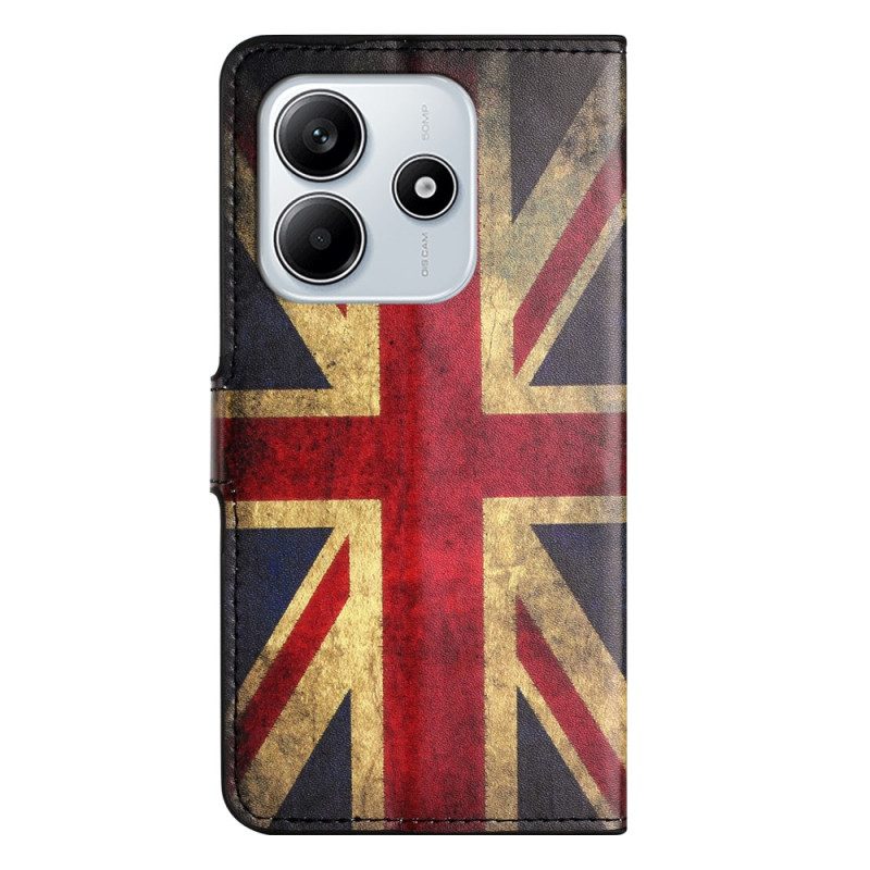 Läderfodral Xiaomi Redmi Note 14 4g Telefonfodral Brittisk Vintageflagga