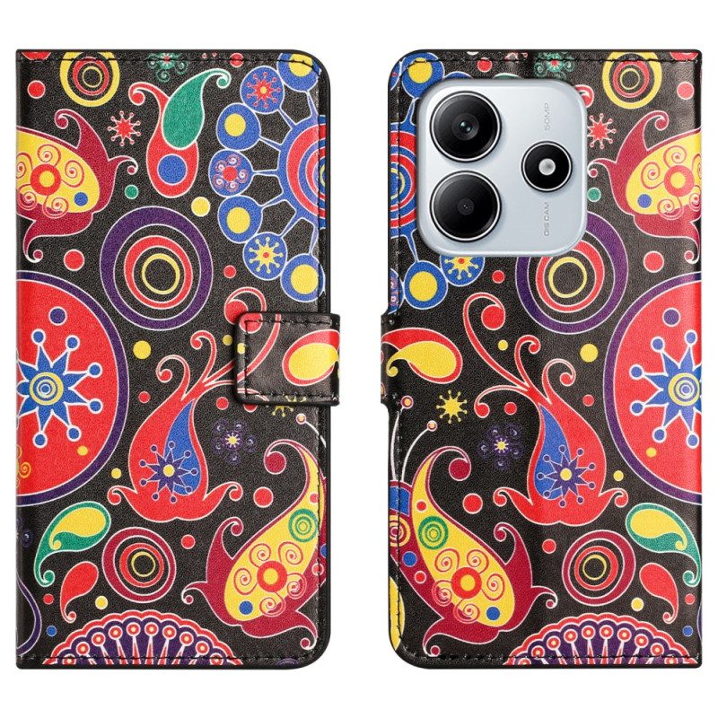 Läderfodral Xiaomi Redmi Note 14 4g Telefonfodral Galaxmönster