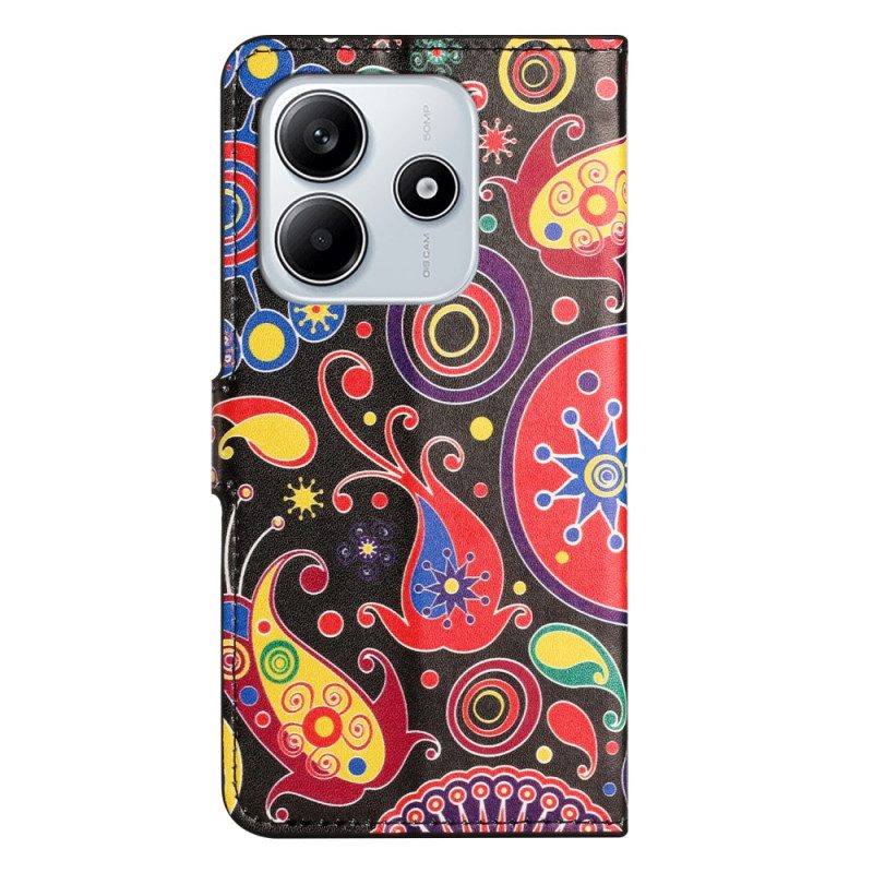 Läderfodral Xiaomi Redmi Note 14 4g Telefonfodral Galaxmönster