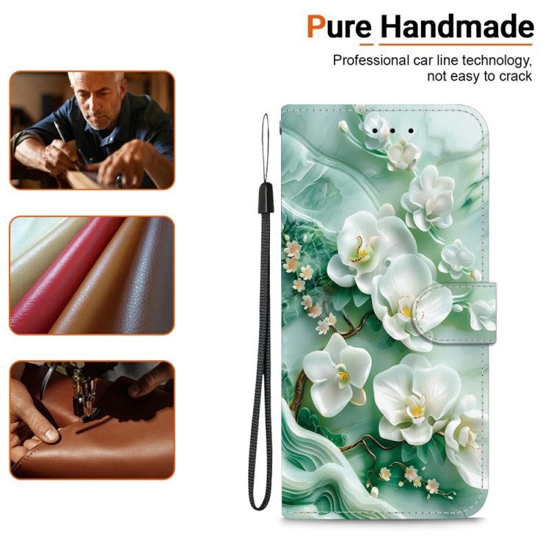 Läderfodral Xiaomi Redmi Note 14 4g Telefonfodral Jadeblommor