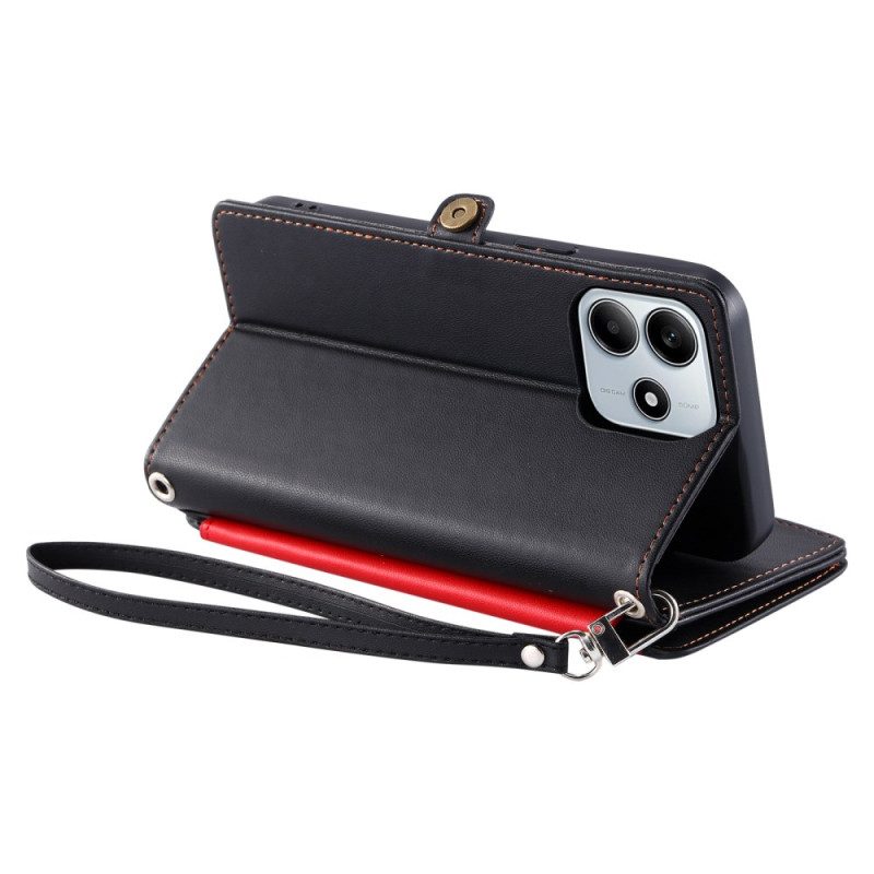 Läderfodral Xiaomi Redmi Note 14 4g Telefonfodral Plånbok Med 8 Kortfack