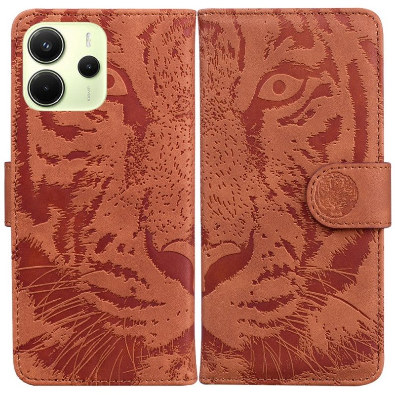 Läderfodral Xiaomi Redmi Note 14 4g Telefonfodral Tigertryck