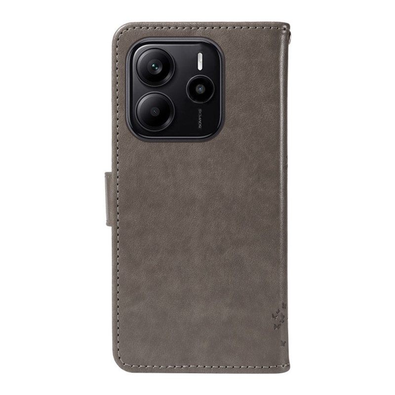 Läderfodral Xiaomi Redmi Note 14 4g Telefonfodral Träd Och Katt