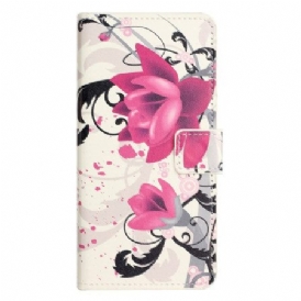 Läderfodral Xiaomi Redmi Note 14 4g Telefonfodral Tropiska Blommor